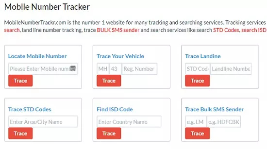 Mobile Number Tracker website